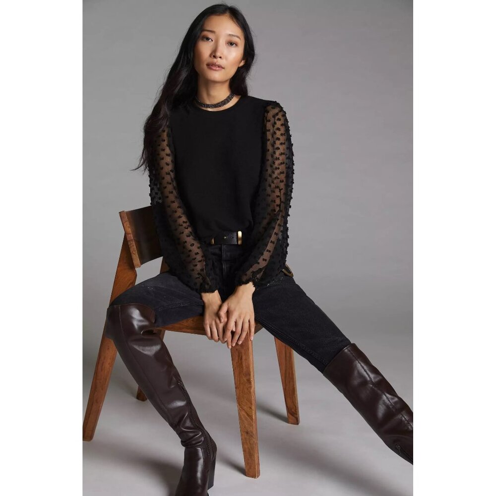 Maeve x Anthropologie Sz. XS Petite Textured Balloon Sleeve Top